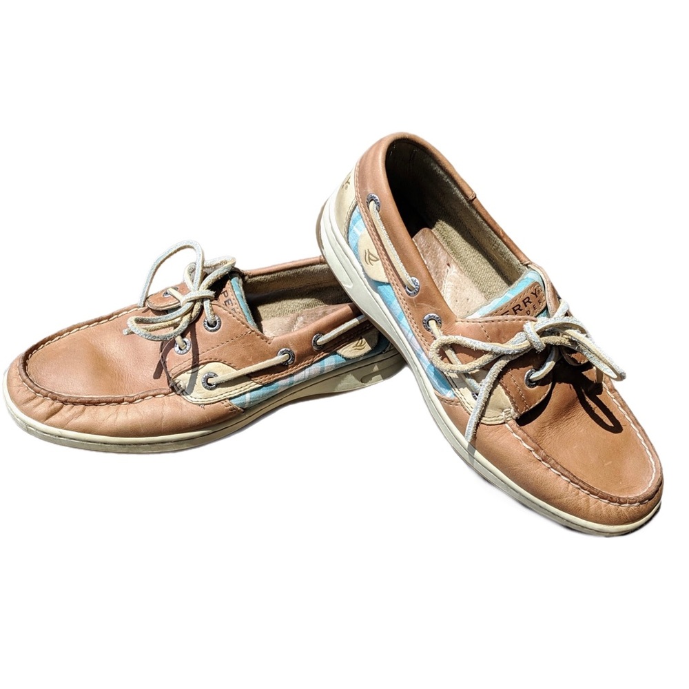 Sperry Blue Plaid Boat Shoes - Size 6.5